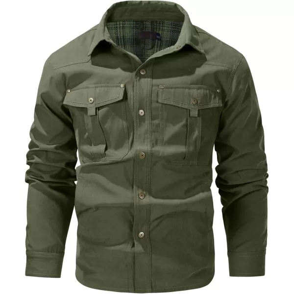 Flygo Mens Flannel Lined Shirt Jacket Vintage Snap Button Western Jacket Outdoor Cowboy Shirts Jackets