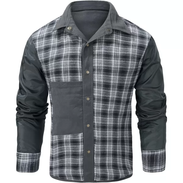 Flygo Mens Flannel Lined Shirt Jacket Vintage Snap Button Western Jacket Outdoor Cowboy Shirts Jackets