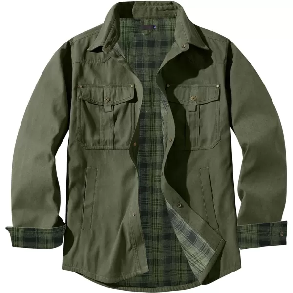 Flygo Mens Flannel Lined Shirt Jacket Vintage Snap Button Western Jacket Outdoor Cowboy Shirts Jackets