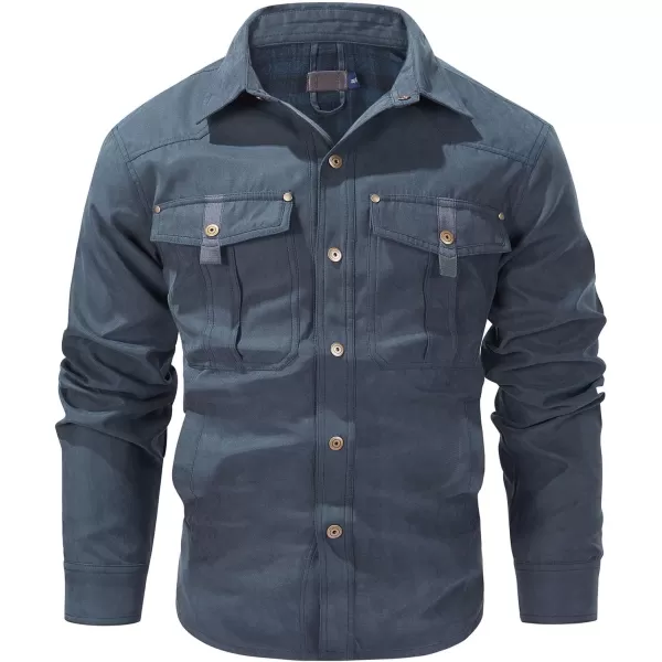 Flygo Mens Flannel Lined Shirt Jacket Vintage Snap Button Western Jacket Outdoor Cowboy Shirts Jackets