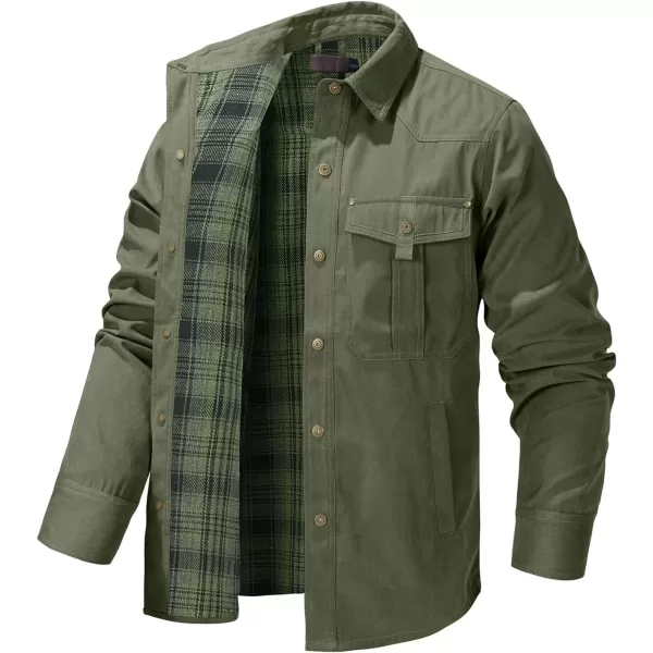 Flygo Mens Flannel Lined Shirt Jacket Vintage Snap Button Western Jacket Outdoor Cowboy Shirts Jackets