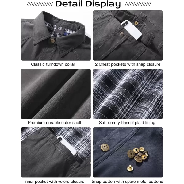 Flygo Mens Flannel Lined Shirt Jacket Vintage Snap Button Western Jacket Outdoor Cowboy Shirts Jackets