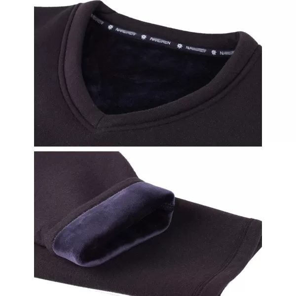 Flygo Men's Fleece Lined Stretch Warm Thermal Underwear Pajama 2 Piece Set)