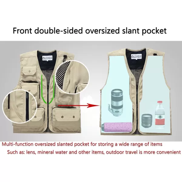 Flygo Men's Outdoor Work Utility Fishing Hunting Photography Travel Vest with Multiple Pockets
