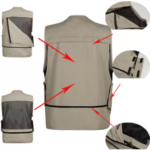 Flygo Men's Outdoor Work Utility Fishing Hunting Photography Travel Vest with Multiple Pockets