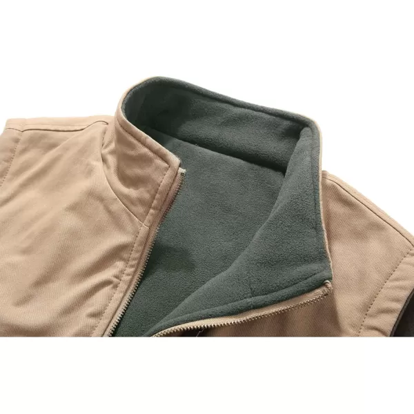 Flygo Men's Reversible Casual Travel Vest Full Zip Mountain Fleece Vests with Pockets