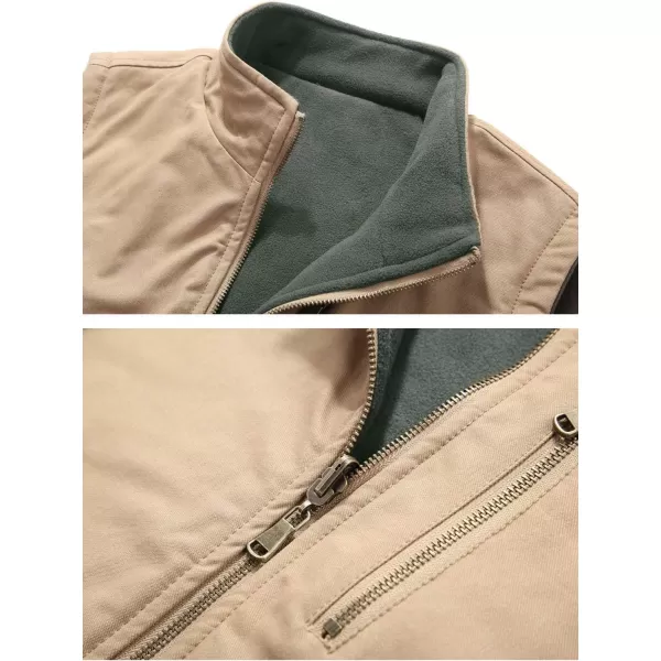 Flygo Men's Reversible Casual Travel Vest Full Zip Mountain Fleece Vests with Pockets