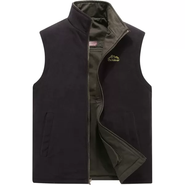 Flygo Men's Reversible Casual Travel Vest Full Zip Mountain Fleece Vests with Pockets