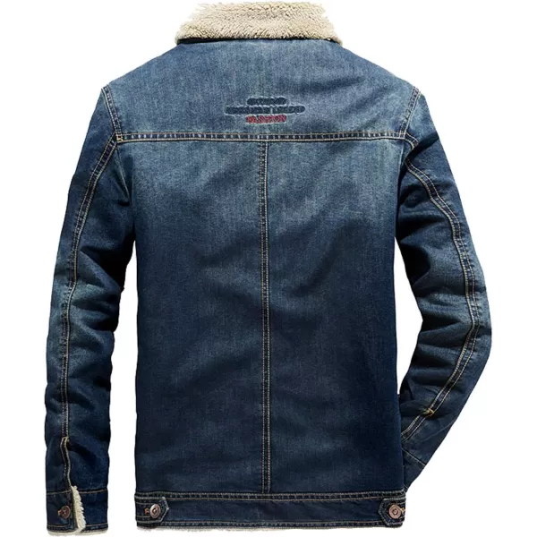 Flygo Men's Sherpa Fleece Lined Denim Trucker Jacket Winter Jean Jacket Cowboy Coat