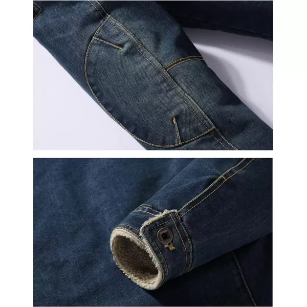 Flygo Men's Sherpa Fleece Lined Denim Trucker Jacket Winter Jean Jacket Cowboy Coat