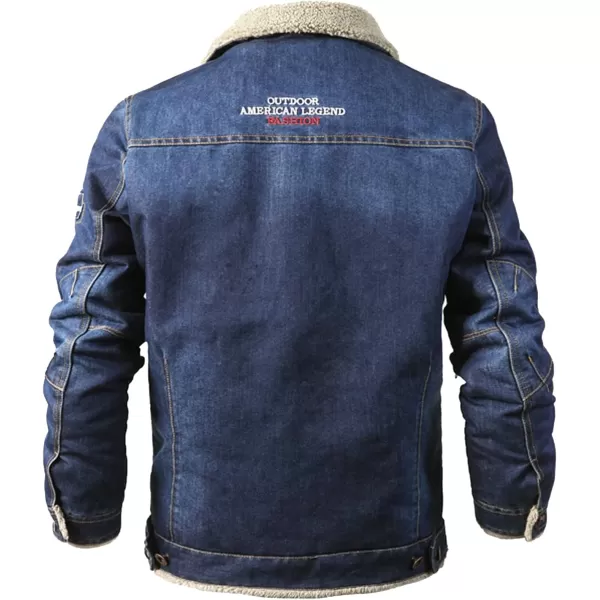 Flygo Men's Sherpa Fleece Lined Denim Trucker Jacket Winter Jean Jacket Cowboy Coat