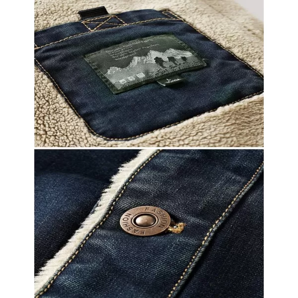 Flygo Men's Sherpa Fleece Lined Denim Trucker Jacket Winter Jean Jacket Cowboy Coat