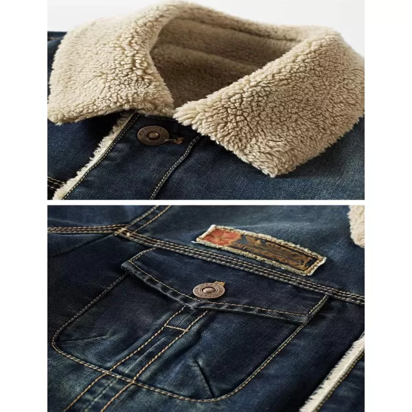 Flygo Men's Sherpa Fleece Lined Denim Trucker Jacket Winter Jean Jacket Cowboy Coat