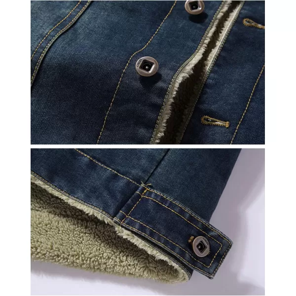 Flygo Men's Sherpa Fleece Lined Denim Trucker Jacket Winter Jean Jacket Cowboy Coat