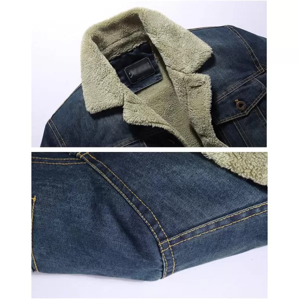 Flygo Men's Sherpa Fleece Lined Denim Trucker Jacket Winter Jean Jacket Cowboy Coat