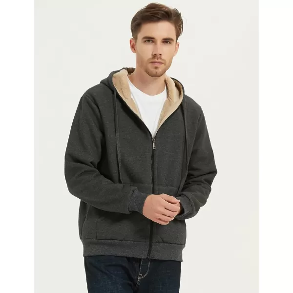 Flygo Men's Sherpa Hoodie Jacket Fleece Lined Zip Up Warm Hoodies Sweatshirt Winter Zipper Sweater Hooded Coat
