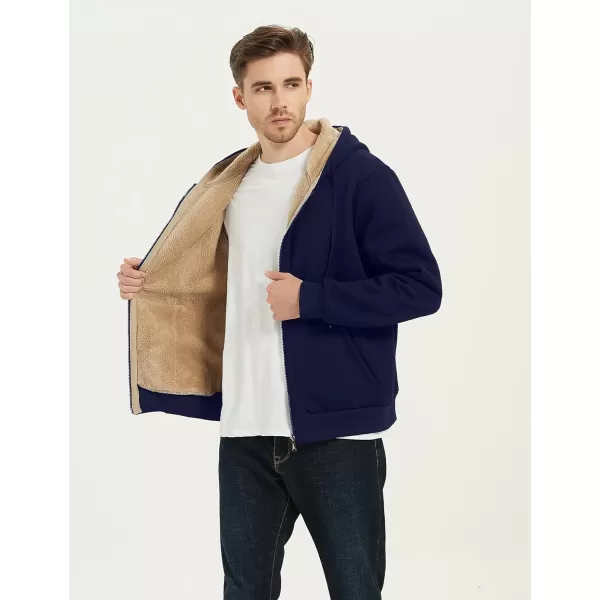 Flygo Men's Sherpa Hoodie Jacket Fleece Lined Zip Up Warm Hoodies Sweatshirt Winter Zipper Sweater Hooded Coat