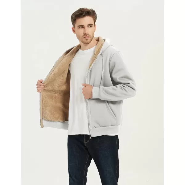 Flygo Men's Sherpa Hoodie Jacket Fleece Lined Zip Up Warm Hoodies Sweatshirt Winter Zipper Sweater Hooded Coat
