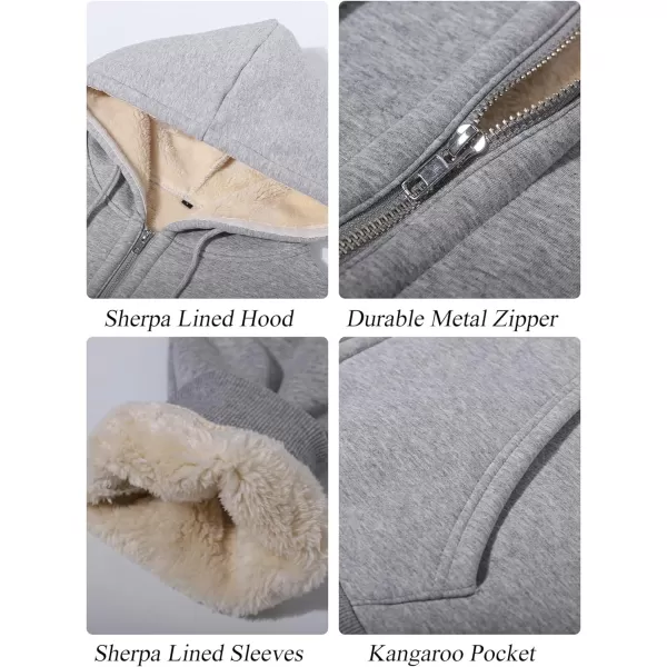 Flygo Men's Sherpa Hoodie Jacket Fleece Lined Zip Up Warm Hoodies Sweatshirt Winter Zipper Sweater Hooded Coat