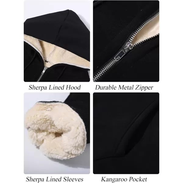 Flygo Men's Sherpa Hoodie Jacket Fleece Lined Zip Up Warm Hoodies Sweatshirt Winter Zipper Sweater Hooded Coat