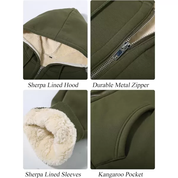 Flygo Men's Sherpa Hoodie Jacket Fleece Lined Zip Up Warm Hoodies Sweatshirt Winter Zipper Sweater Hooded Coat