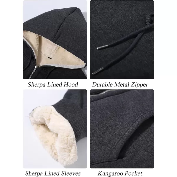 Flygo Men's Sherpa Hoodie Jacket Fleece Lined Zip Up Warm Hoodies Sweatshirt Winter Zipper Sweater Hooded Coat