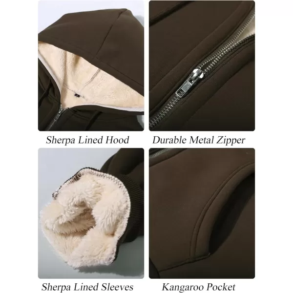 Flygo Men's Sherpa Hoodie Jacket Fleece Lined Zip Up Warm Hoodies Sweatshirt Winter Zipper Sweater Hooded Coat