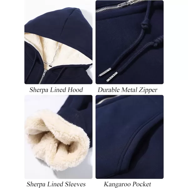 Flygo Men's Sherpa Hoodie Jacket Fleece Lined Zip Up Warm Hoodies Sweatshirt Winter Zipper Sweater Hooded Coat