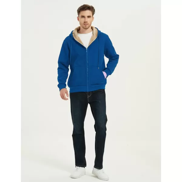 Flygo Men's Sherpa Hoodie Jacket Fleece Lined Zip Up Warm Hoodies Sweatshirt Winter Zipper Sweater Hooded Coat