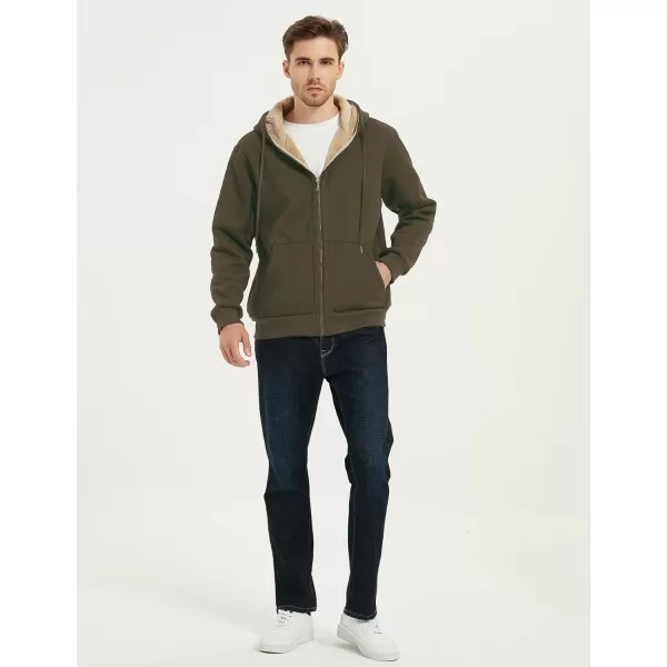 Flygo Men's Sherpa Hoodie Jacket Fleece Lined Zip Up Warm Hoodies Sweatshirt Winter Zipper Sweater Hooded Coat