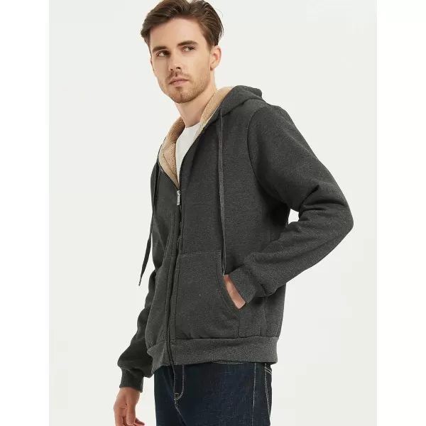 Flygo Men's Sherpa Hoodie Jacket Fleece Lined Zip Up Warm Hoodies Sweatshirt Winter Zipper Sweater Hooded Coat