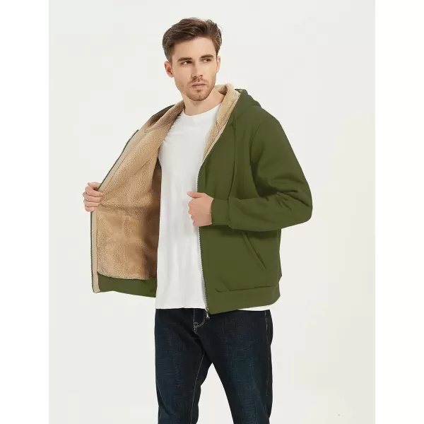 Flygo Men's Sherpa Hoodie Jacket Fleece Lined Zip Up Warm Hoodies Sweatshirt Winter Zipper Sweater Hooded Coat