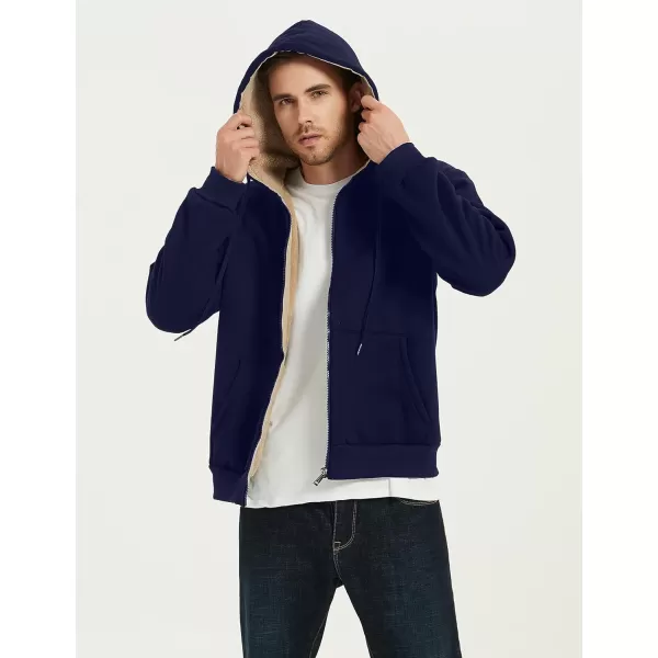 Flygo Men's Sherpa Hoodie Jacket Fleece Lined Zip Up Warm Hoodies Sweatshirt Winter Zipper Sweater Hooded Coat