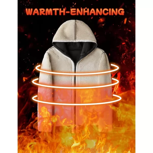 Flygo Men's Sherpa Hoodie Jacket Fleece Lined Zip Up Warm Hoodies Sweatshirt Winter Zipper Sweater Hooded Coat