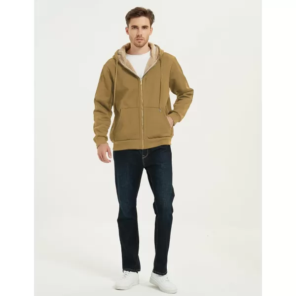 Flygo Men's Sherpa Hoodie Jacket Fleece Lined Zip Up Warm Hoodies Sweatshirt Winter Zipper Sweater Hooded Coat