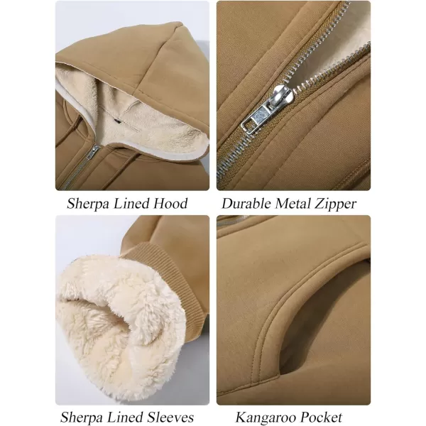 Flygo Men's Sherpa Hoodie Jacket Fleece Lined Zip Up Warm Hoodies Sweatshirt Winter Zipper Sweater Hooded Coat