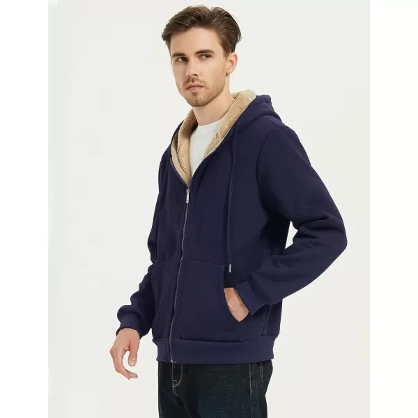 Flygo Men's Sherpa Hoodie Jacket Fleece Lined Zip Up Warm Hoodies Sweatshirt Winter Zipper Sweater Hooded Coat