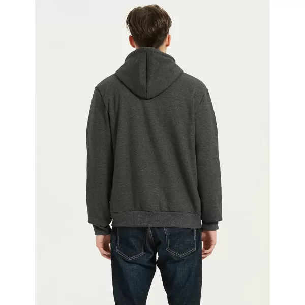 Flygo Men's Sherpa Hoodie Jacket Fleece Lined Zip Up Warm Hoodies Sweatshirt Winter Zipper Sweater Hooded Coat