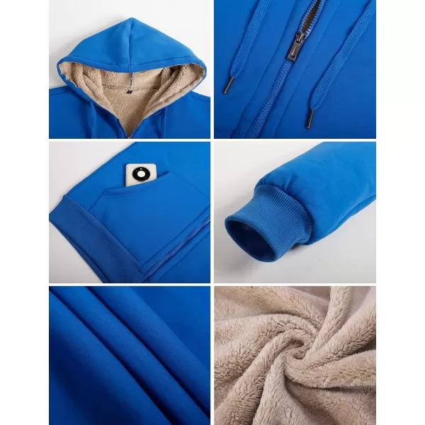 Flygo Men's Sherpa Hoodie Jacket Fleece Lined Zip Up Warm Hoodies Sweatshirt Winter Zipper Sweater Hooded Coat