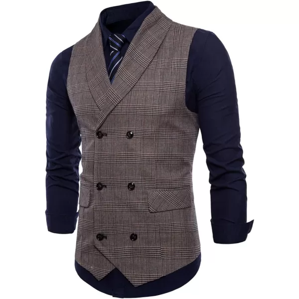 Flygo Mens Slim Fit Plaid Formal Business Vest for Suit Tuxedo Waistcoat