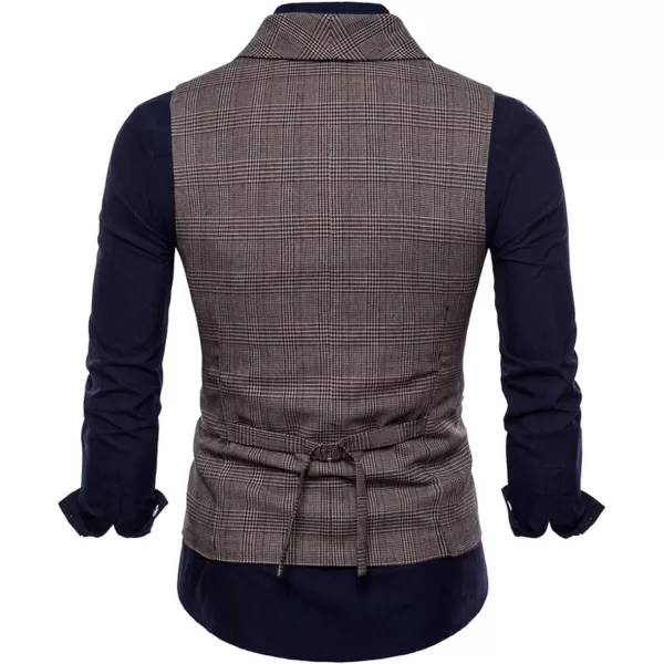 Flygo Mens Slim Fit Plaid Formal Business Vest for Suit Tuxedo Waistcoat