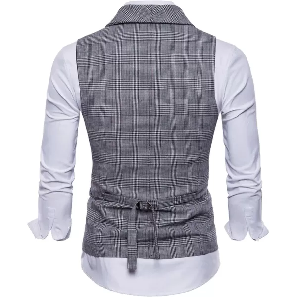 Flygo Mens Slim Fit Plaid Formal Business Vest for Suit Tuxedo Waistcoat
