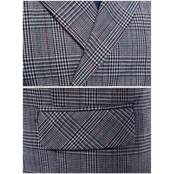 Flygo Mens Slim Fit Plaid Formal Business Vest for Suit Tuxedo Waistcoat