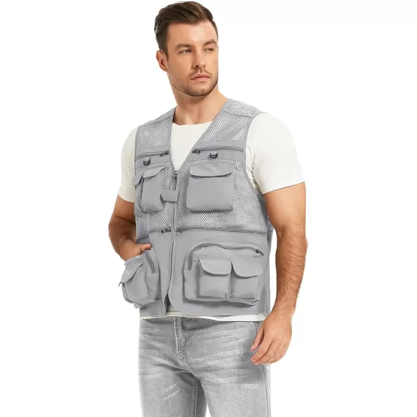 Flygo Mens Summer Outdoor Work Safari Fishing Travel Photo Vest with Pockets
