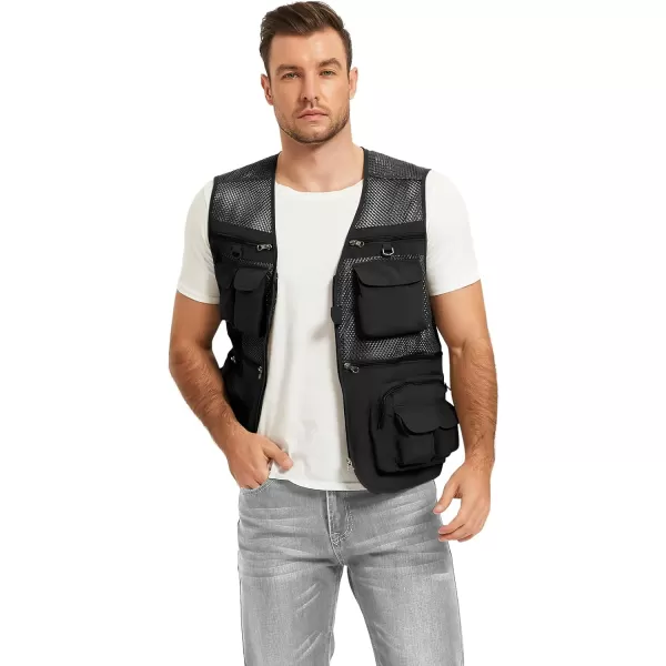 Flygo Mens Summer Outdoor Work Safari Fishing Travel Photo Vest with Pockets