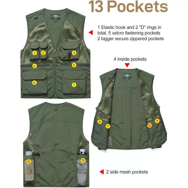 Flygo Mens Summer Outdoor Work Safari Fishing Travel Photo Vest with Pockets