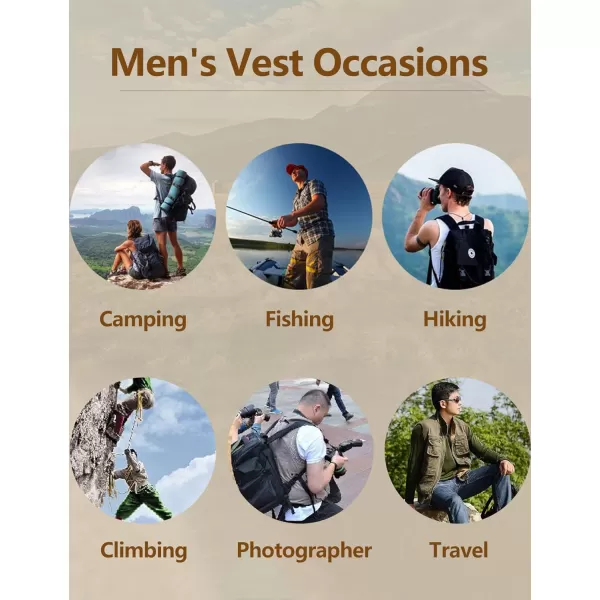 Flygo Mens Summer Outdoor Work Safari Fishing Travel Photo Vest with Pockets