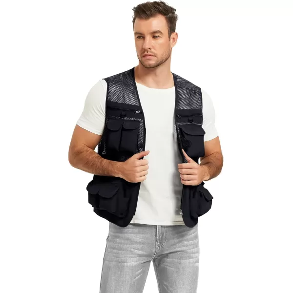 Flygo Mens Summer Outdoor Work Safari Fishing Travel Photo Vest with Pockets