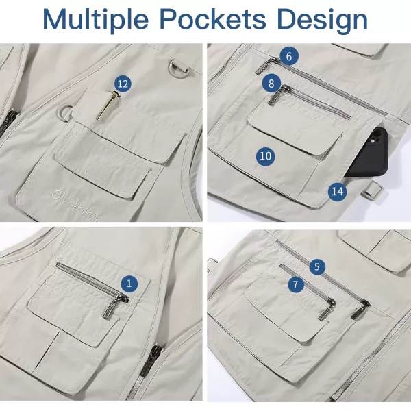 Flygo Mens Summer Outdoor Work Safari Fishing Travel Photo Vest with Pockets
