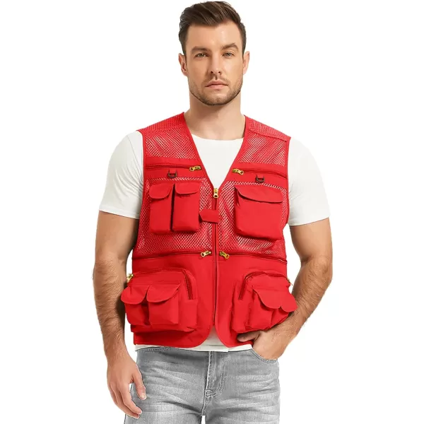 Flygo Mens Summer Outdoor Work Safari Fishing Travel Photo Vest with Pockets